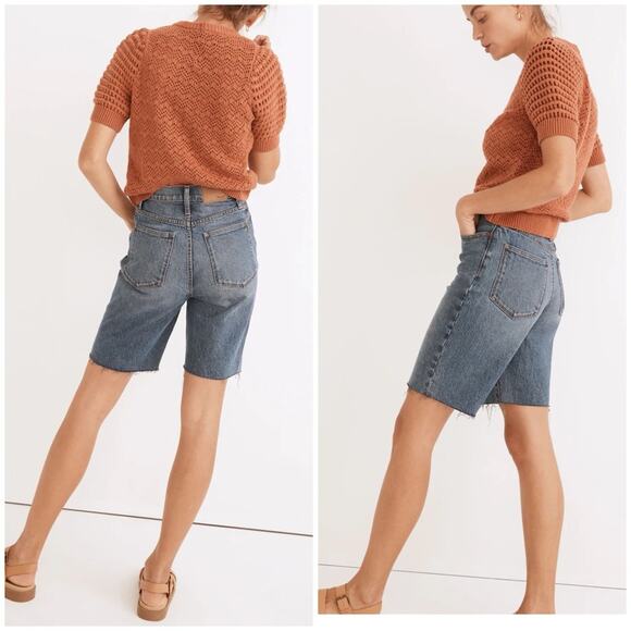 Madewell High rise long denim shorts 29 NWT - Picture 2 of 10